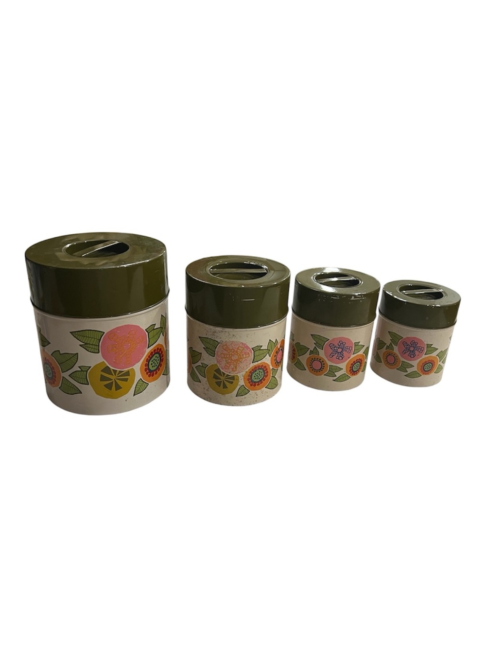 Vintage Floral Olive Green Canister Set - 4 Piece